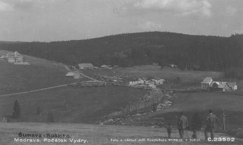 Soutok Roklanskho a Modravskho potoka, vznik eky Vydry na Modrav r.1931